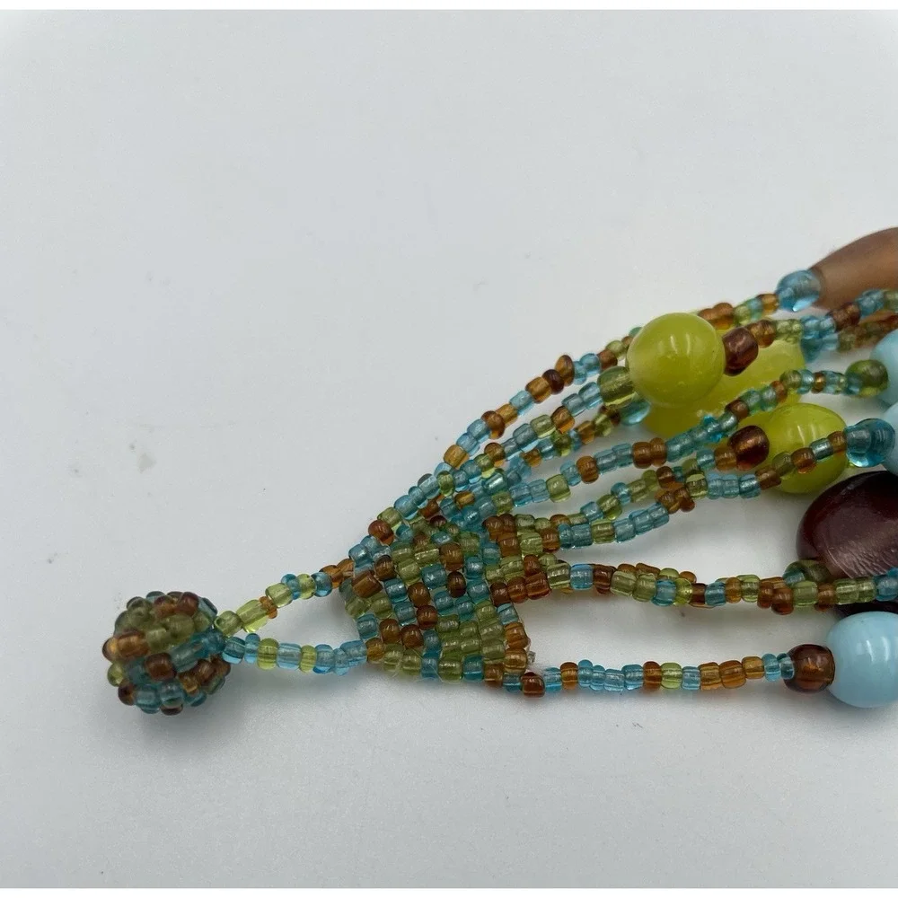 Artisan Beaded Bracelet Multi Strand Blue Green Brown 8